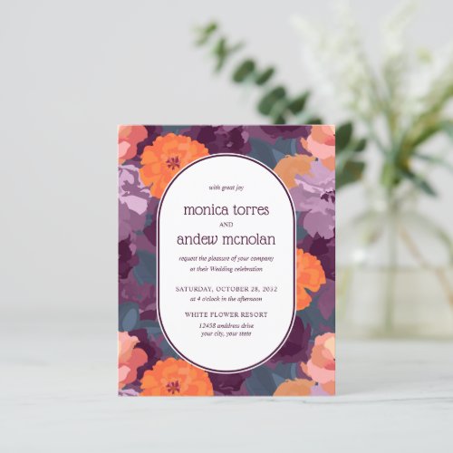 Burgundy Orange Purple Florals Vintage Wedding