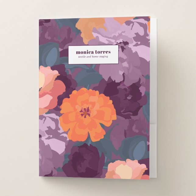 Burgundy Orange Purple personalized girly chic Pocket Folder (Front)