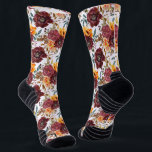Burgundy Orange Rustic Autumn Floral Wedding Socks<br><div class="desc">Burgundy Orange Rustic Autumn Fall Watercolor Floral Socks features a botanical watercolor floral pattern in burgundy and orange on a white background. This design coordinates with the suit accessories in this collection. Perfect for weddings, groomsmen, Father's Day, Mother's Day, birthday gift for Dad, Mom, Grandmother or Grandpa and more. Designed...</div>