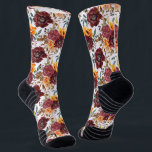 Burgundy Orange Rustic Autumn Floral Wedding Socks<br><div class="desc">Burgundy Orange Rustic Autumn Fall Watercolor Floral Socks features a botanical watercolor floral pattern in burgundy and orange on a white background. This design coordinates with the suit accessories in this collection. Perfect for weddings, groomsmen, Father's Day, Mother's Day, birthday gift for Dad, Mom, Grandmother or Grandpa and more. Designed...</div>