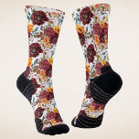 Burgundy Orange Rustic Autumn Floral Wedding Socks<br><div class="desc">Burgundy Orange Rustic Autumn Fall Watercolor Floral Socks features a botanical watercolor floral pattern in burgundy and orange on a white background. This design coordinates with the suit accessories in this collection. Perfect for weddings, groomsmen, Father's Day, Mother's Day, birthday gift for Dad, Mom, Grandmother or Grandpa and more. Designed...</div>