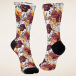 Burgundy Orange Rustic Autumn Floral Wedding Socks<br><div class="desc">Burgundy Orange Rustic Autumn Fall Watercolor Floral Socks features a botanical watercolor floral pattern in burgundy and orange on a white background. This design coordinates with the suit accessories in this collection. Perfect for weddings, groomsmen, Father's Day, Mother's Day, birthday gift for Dad, Mom, Grandmother or Grandpa and more. Designed...</div>