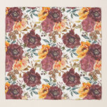Burgundy Orange Rustic Autumn Watercolor Floral Scarf<br><div class="desc">Burgundy Orange Rustic Autumn Fall Watercolor Floral Wedding Acessories Scarves Wraps features a botanical watercolor floral pattern in burgundy and orange on a white background. Perfect for weddings,  bridesmaids,  birthday gift for Mom,  Grandmother,  friends and more. Designed by ©Evco Studio www.zazzle.com/store/evcostudio</div>