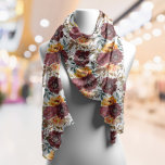 Burgundy Orange Rustic Autumn Watercolor Floral Scarf<br><div class="desc">Burgundy Orange Rustic Autumn Fall Watercolor Floral Wedding Acessories Scarves Wraps Shawl features a botanical watercolor floral pattern in burgundy and orange on a white background. Perfect for weddings,  bridesmaids,  birthday gift for Mom,  Grandmother,  friends and more. Designed by ©Evco Studio www.zazzle.com/store/evcostudio</div>