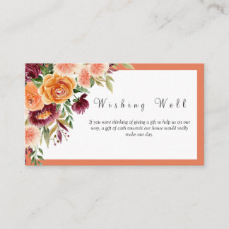 Burgundy Orange Wishing Well Bridal Shower Enclosure Card