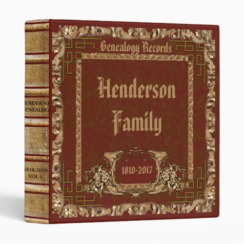 Burgundy Ornate Genealogy 3 Ring Binder