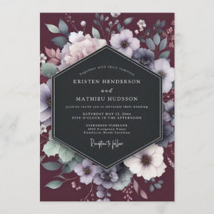 Burgundy Painted Floral Wedding Invitation