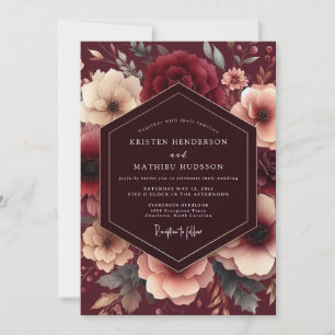 Burgundy Painterly Bloom Wedding Invitation