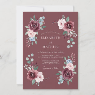 Burgundy Painterly Enchantment Wedding Invitation