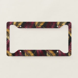 Burgundy Palm Tree Leaf Summer Glam Tropical License Plate Frame