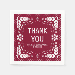 Burgundy papel picado Thank You QUINCEAÑERA Napkins