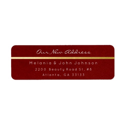 Burgundy Paper Kraft White New Adress RSVP Label