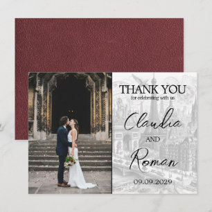 Burgundy Paris Passport Thank You Card