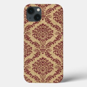 Burgundy Parisian Moods Damask iPhone 13 Case
