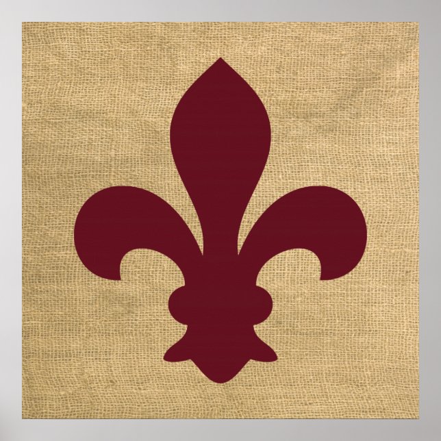 Burgundy Parisian Moods Fleur de Lys Poster (Front)