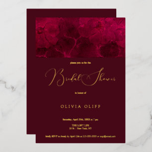 Burgundy Passion Bridal Shower Foil Invitation