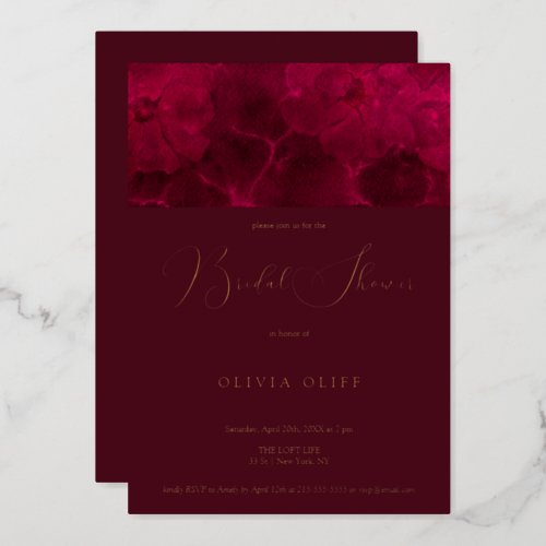 Burgundy Passion Bridal Shower Foil Invitation