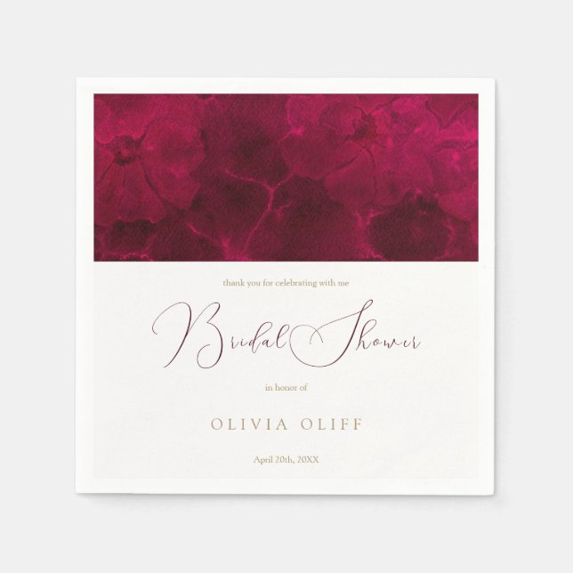 Burgundy Passion Bridal Shower Napkins (Front)