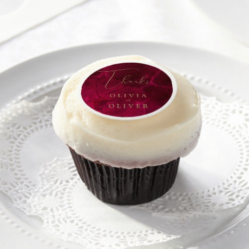 Burgundy Passion Wedding Edible Frosting Rounds