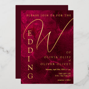 Burgundy Passion Wedding Foil Invitation