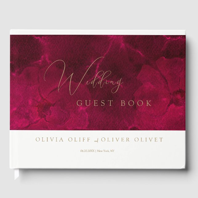 Burgundy Passion Wedding  Guest Book (Front)