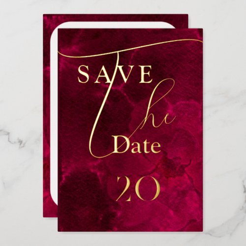 Burgundy Passion Wedding Save The Date Foil Invitation