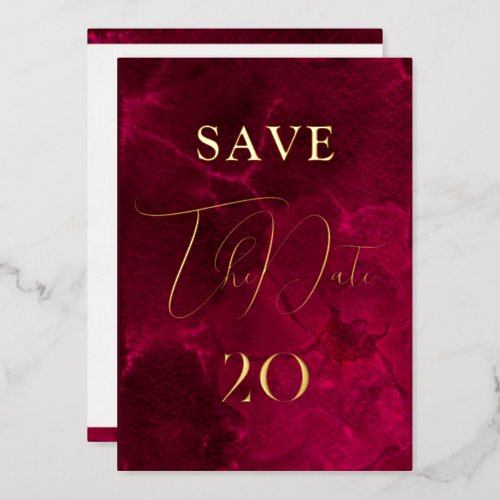 Burgundy Passion Wedding Save The Date Foil Invitation