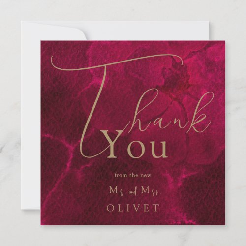 Burgundy Passion Wedding Thank You Card