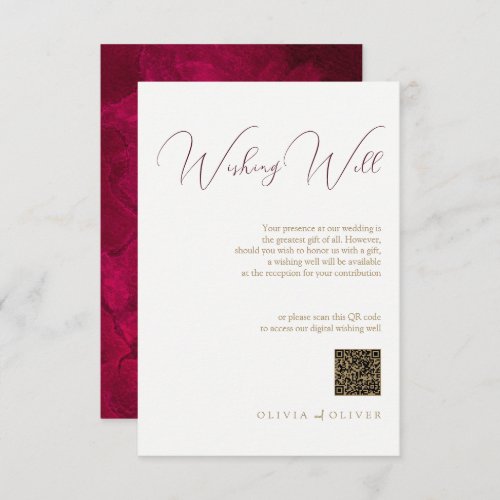 Burgundy Passion Wedding Wishing Well QR Code Enclosure Card