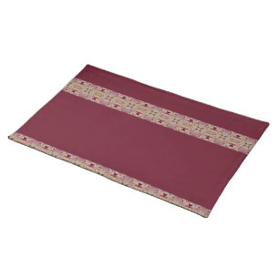 Burgundy Patterned Accented Cloth Placemat