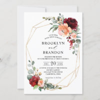 Burgundy Peach Coral Orange Eucalyptus Wedding