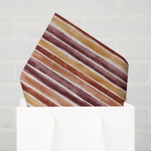 Burgundy Peach Orange Red Stripes Birthday Tissue Paper