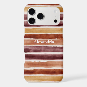 Burgundy Peach Orange Red Stripes iPhone 17 Pro Max Case