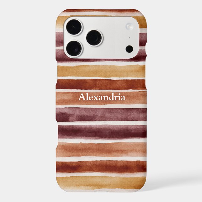 Burgundy Peach Orange Red Stripes Case-Mate iPhone Case (Back)