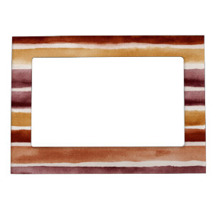 Burgundy Peach Orange Red Stripes Magnetic Frame