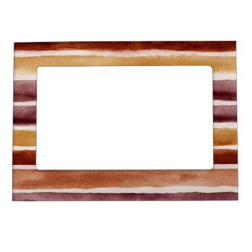 Burgundy Peach Orange Red Stripes Magnetic Frame