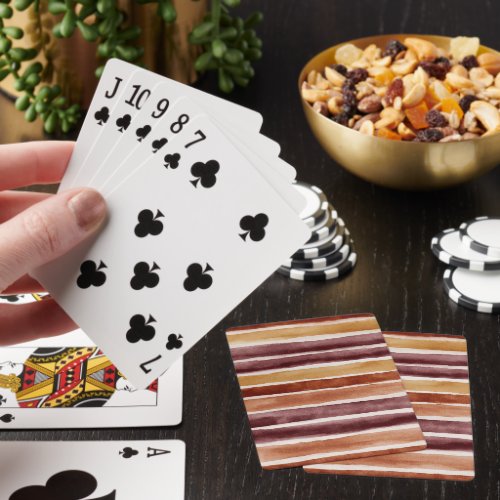 Burgundy Peach Orange Red Stripes Poker Cards