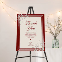 Burgundy Pearl Ivory Wedding Thank You Message