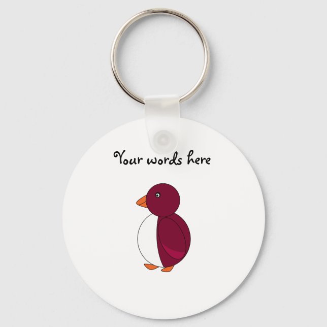 Burgundy penguin keychain (Front)