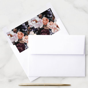 Burgundy Peonies Floral Pattern Envelope Liner