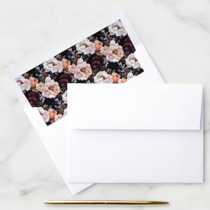 Burgundy Peonies Floral Pattern Envelope Liner