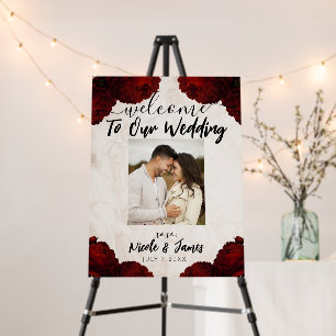 Burgundy Peony Flowers Vintage Rustic Wedding  Foam Board