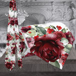Burgundy Peony Silver Sage Greenery White Wedding Neck Tie<br><div class="desc">A burgundy and white wedding neck tie featuring watercolor-painted red peonies with silvery sage greenery against a pure white background.</div>