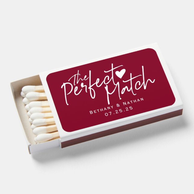 Burgundy, perfect match matchboxes wedding favors (Front Open)