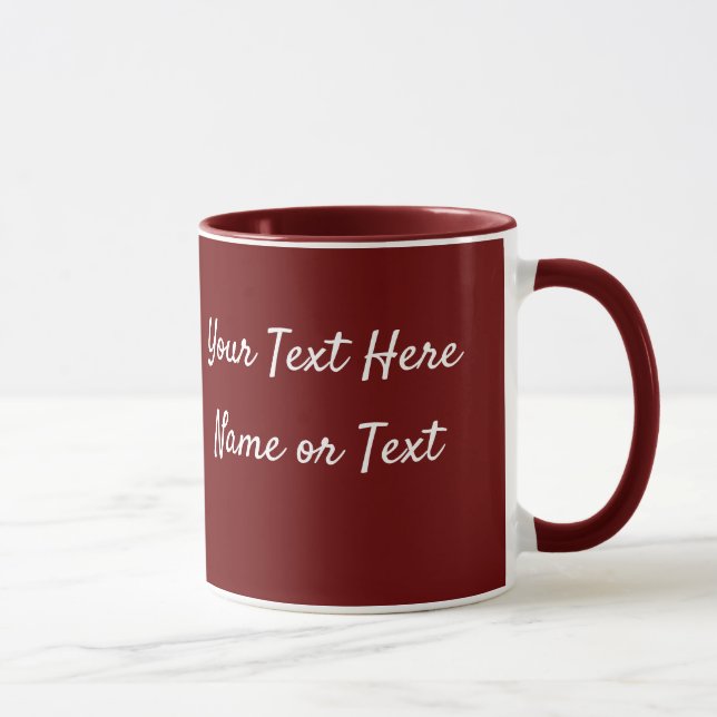 Burgundy Personalize Message Coffee Cup Gift Mug (Right)