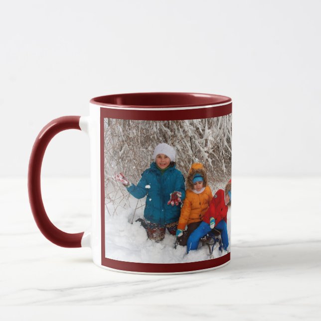 Burgundy Personalize Photo Template Gift Coffee Mu Mug (Left)
