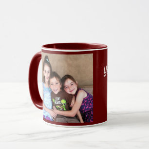 Burgundy Personalize PHOTO TEMPLATE Gift Coffee Mug