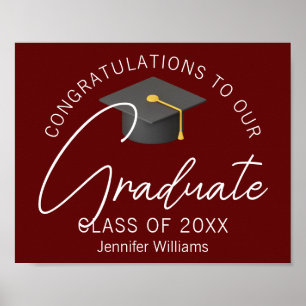 Burgundy Personalized 2026 Graduation Party Poster