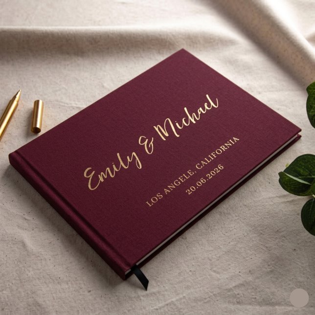 Burgundy Personalized Elegant Wedding Guest Book (Creator Uploaded)