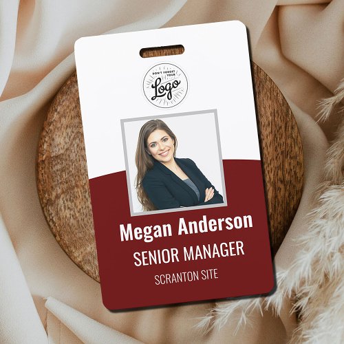 Burgundy Personalized Employee Photo ID Badge